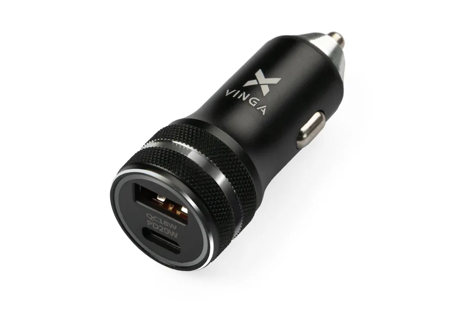 Charger Vinga QC3.0 + PD Quick Car Charger aluminium 36W Max black (VCCQPAC)