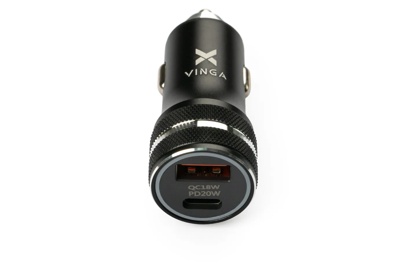 Charger Vinga QC3.0 + PD Quick Car Charger aluminium 36W Max black (VCCQPAC)