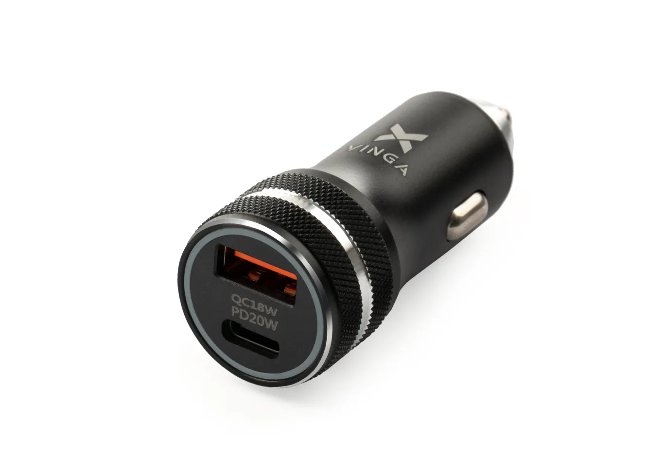Charger Vinga QC3.0 + PD Quick Car Charger aluminium 36W Max black (VCCQPAC)