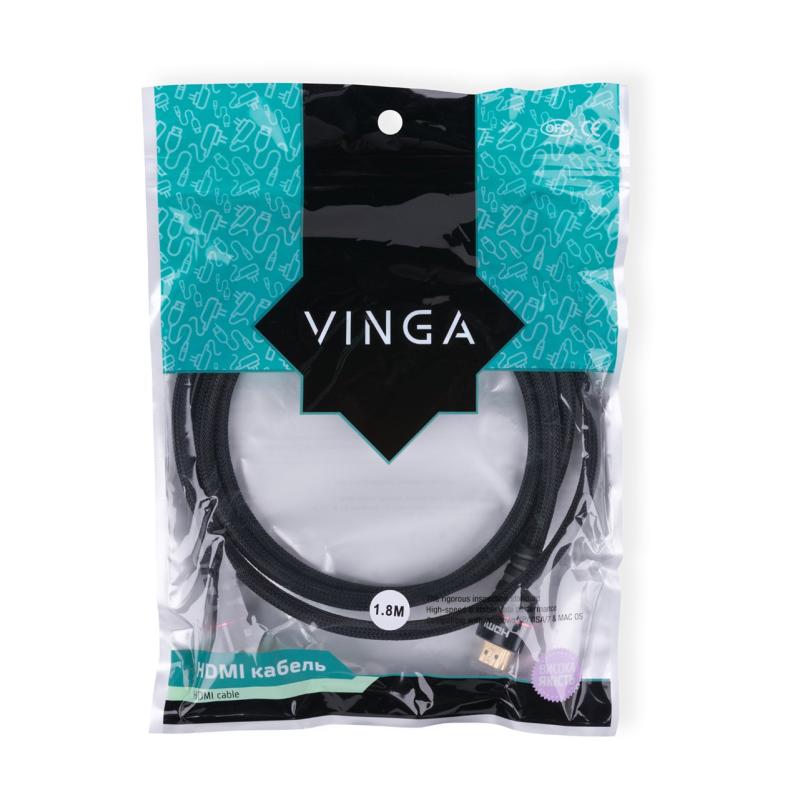 Кабель мультимедійний HDMI M to HDMI M 1.8m Vinga (HDMI01-1.8)