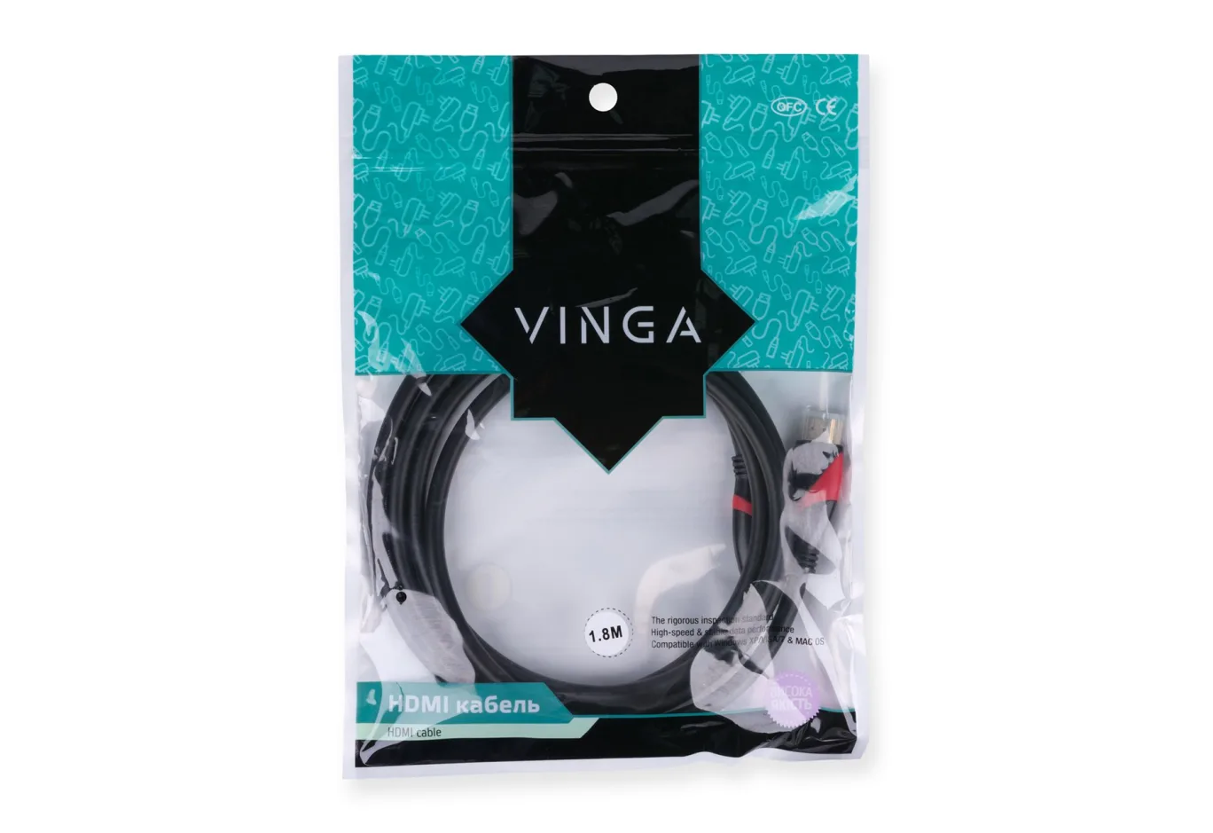 Multimedia cable HDMI M to HDMI M 1.8m Vinga (HDMI02-1.8)