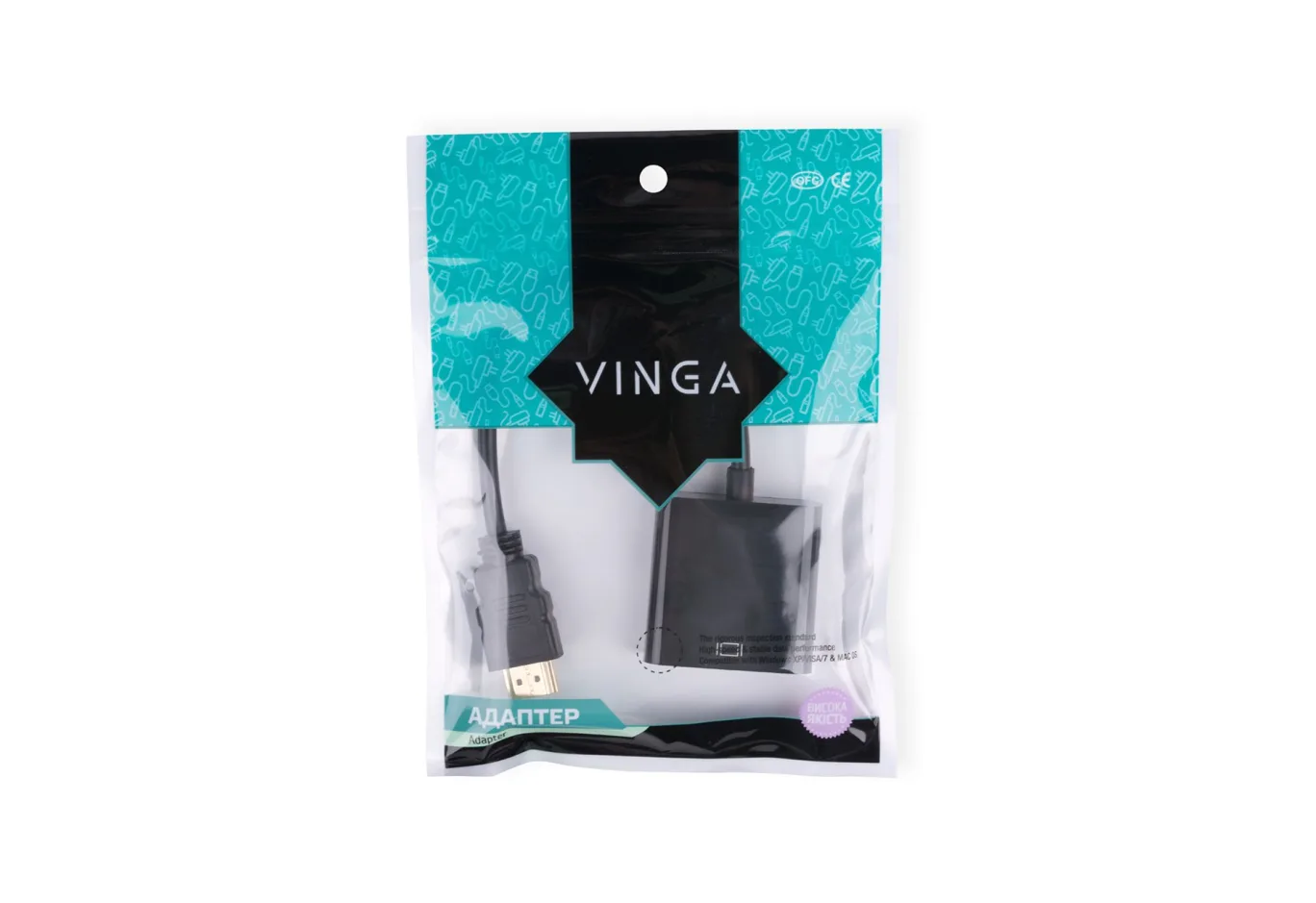 Перехідник HDMI to VGA Vinga (HDMIMVGAF-01)