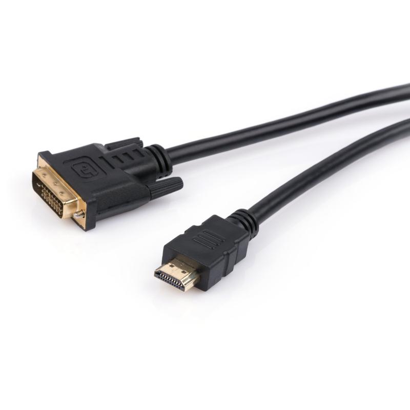 Кабель мультимедійний HDMI M to DVI M 1.8m 24+1pin Vinga (HDMIDVI01-1.8)