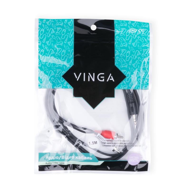 Кабель мультимедійний 3.5mm M to 2xRCA 1.5m Vinga (3.5STM2RCAM01-1.5)
