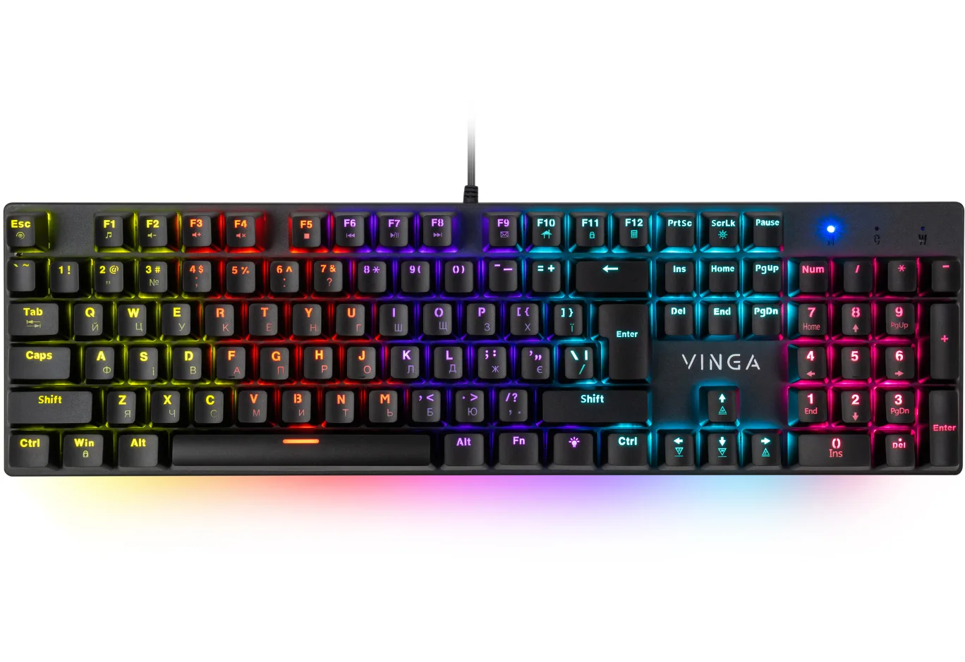 Keyboard Vinga KBGM-100 LED Blue Switch USB Black (KBGM-100 Black)