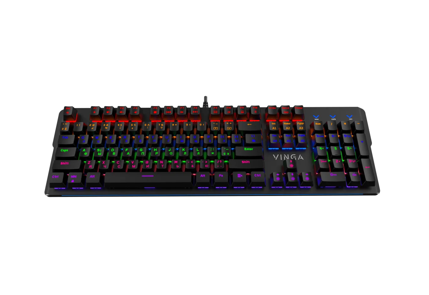 Клавіатура Vinga KBGM160 LED Outemu Blue USB Black (KBGM160 Black)