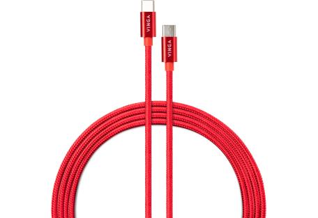Дата кабель USB-C to USB-C 1.0m 60W Nylon Red Vinga (VCDCCCM531)