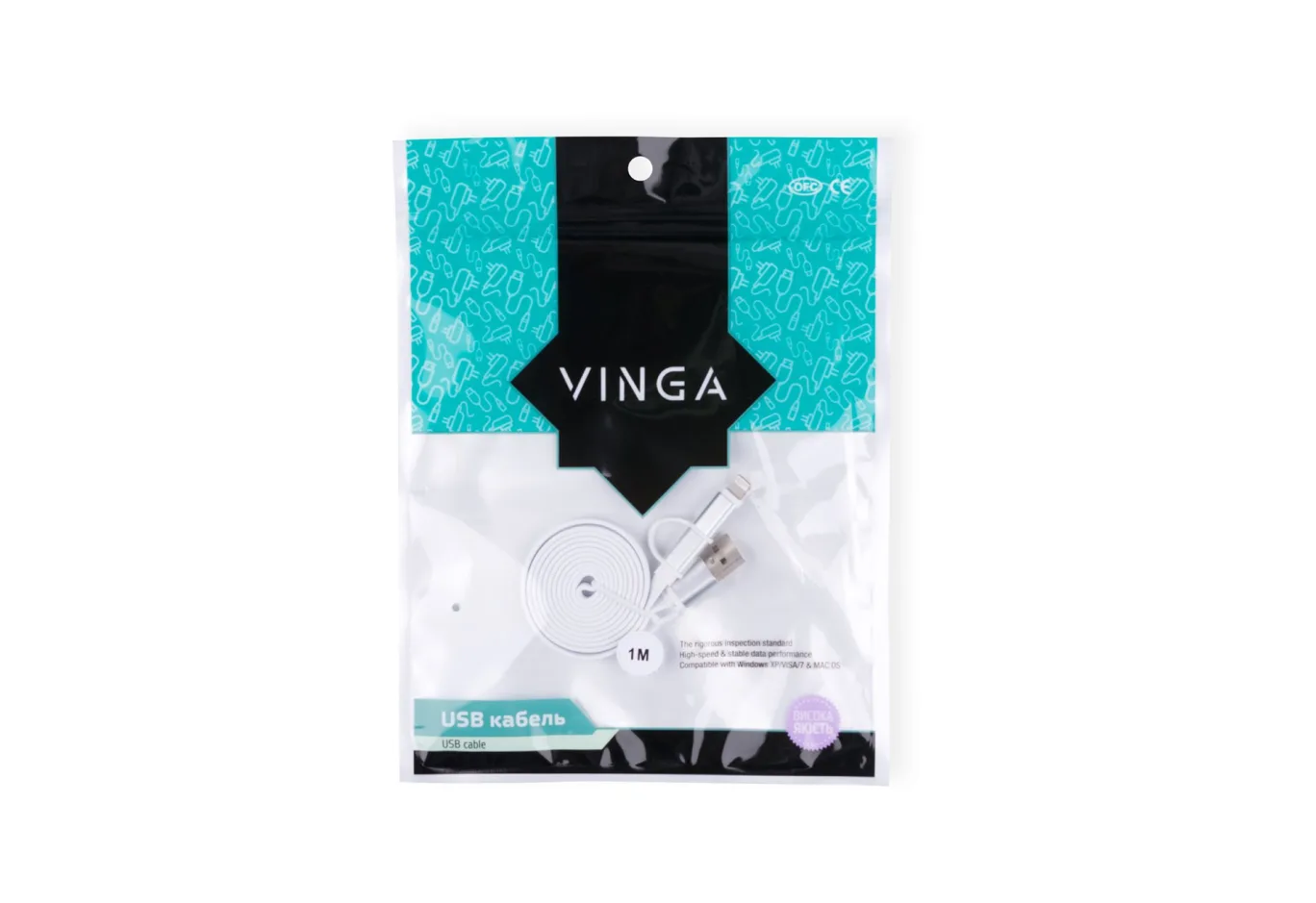 Data cable USB 2.0 AM to Micro 5P&Lightning 1.0m Vinga (USBAMMICRO&Lightning-1.0)