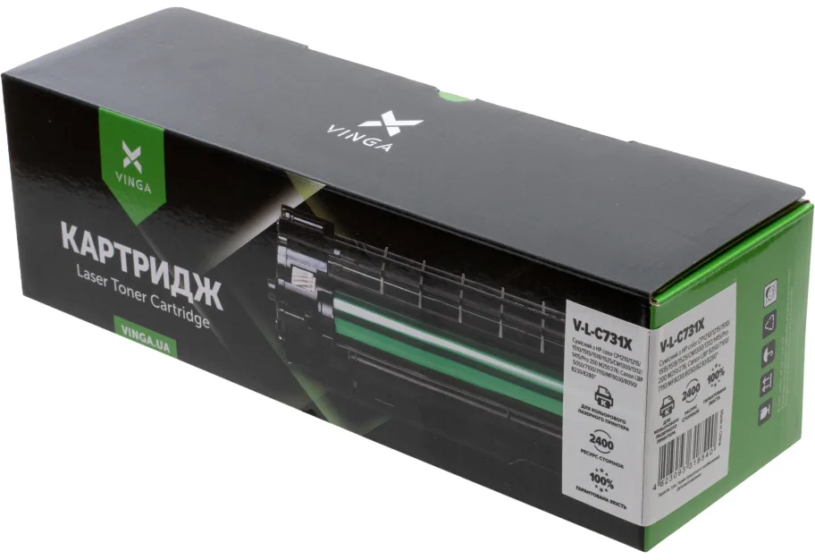 Картридж Vinga CANON 731H Black, HPCB540A/CE320A/CF210X Universa, 2.4K (V-L-C731X)