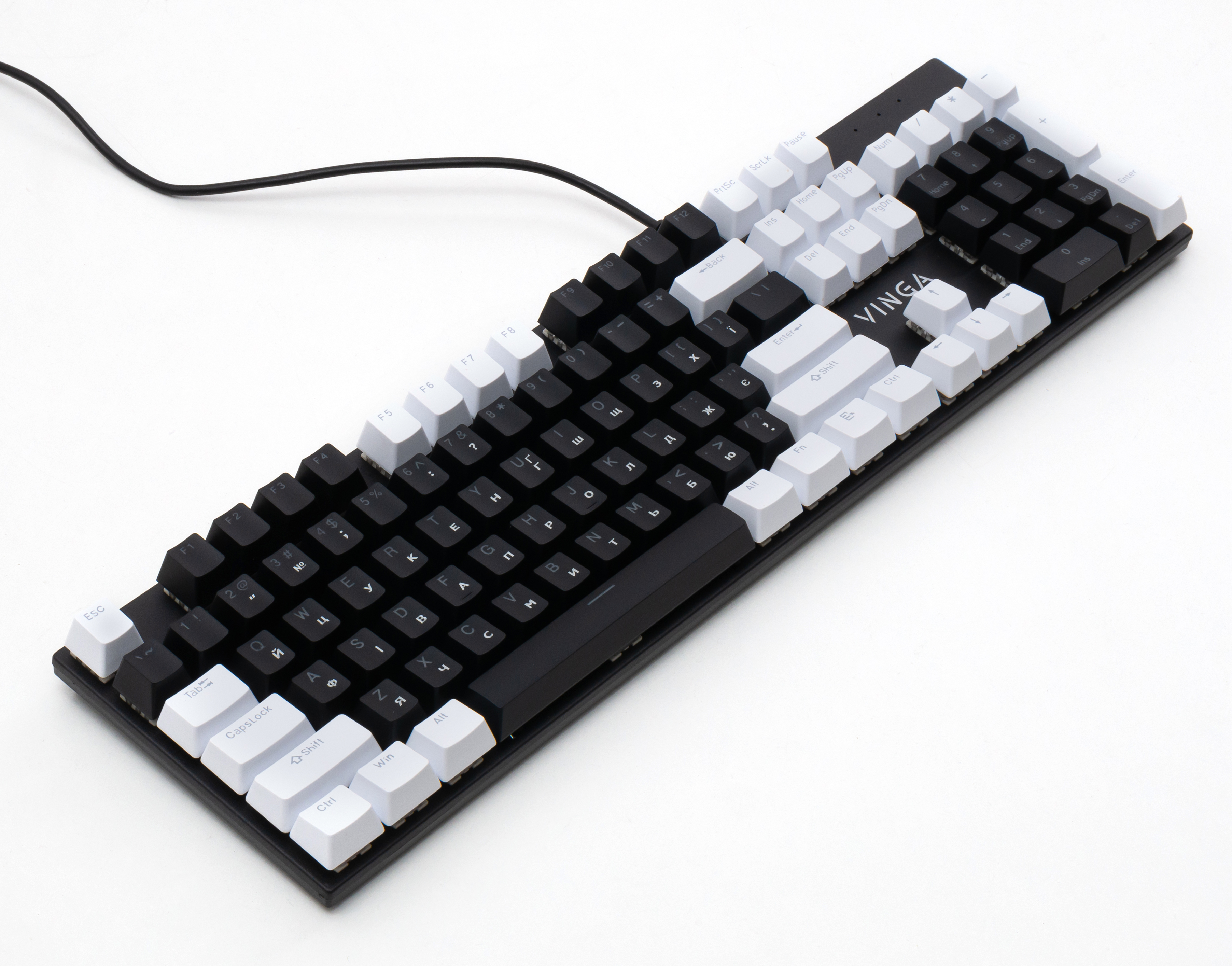 Keyboard Vinga KBGM-095 LED Brown Switch USB White/Black (KBGM-095BR White/Black)