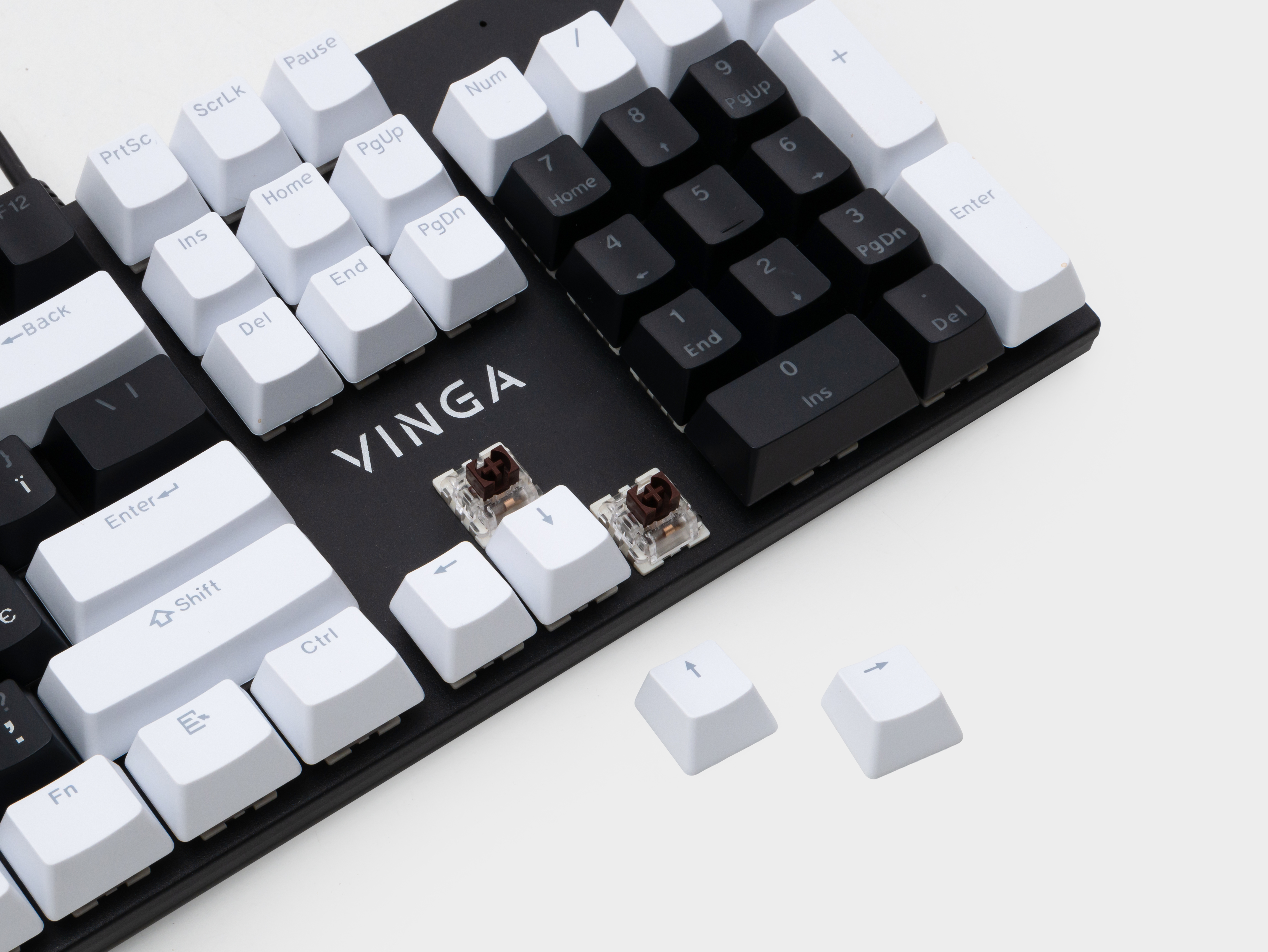 Keyboard Vinga KBGM-095 LED Brown Switch USB White/Black (KBGM-095BR White/Black)