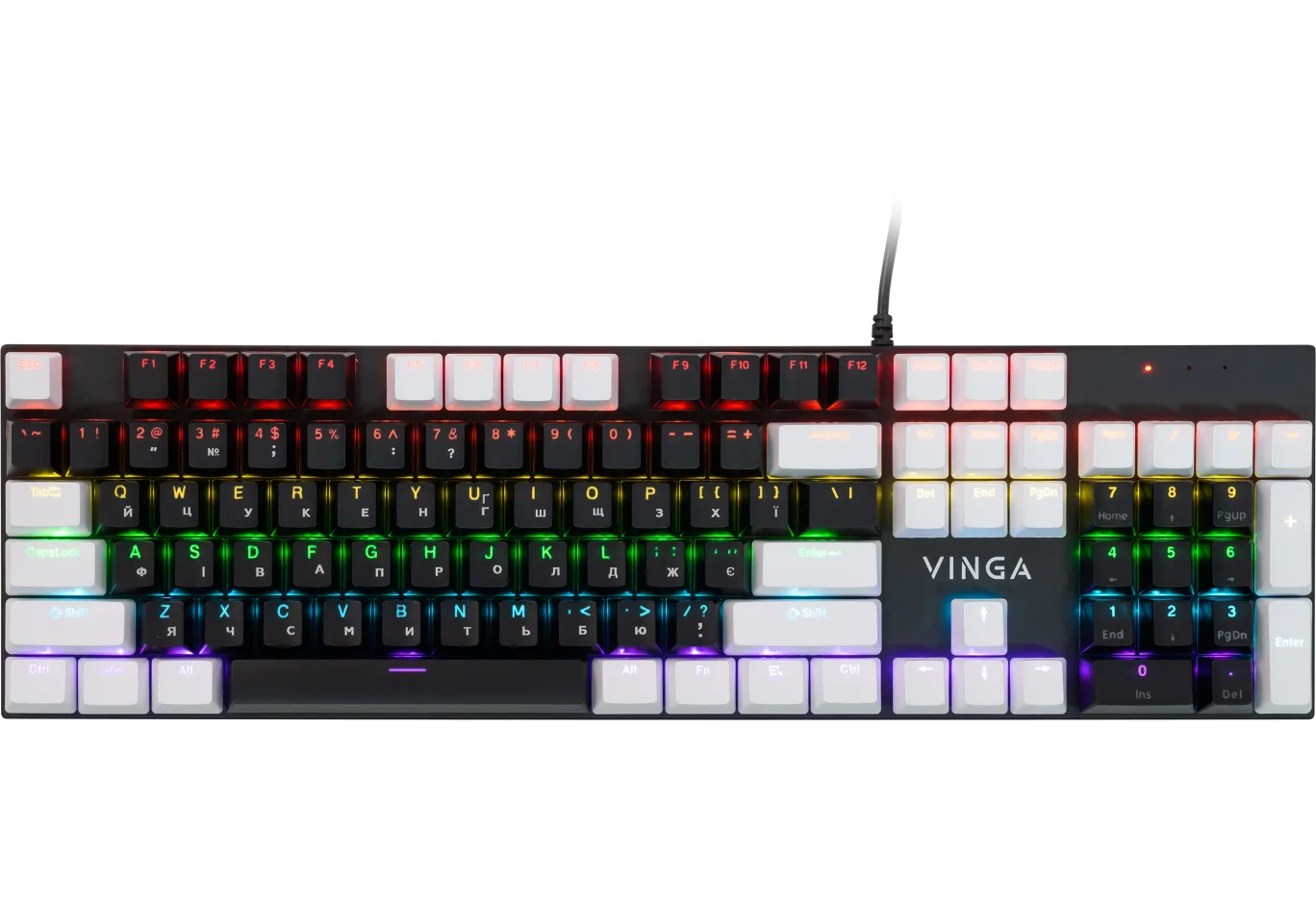 Keyboard Vinga KBGM-095 LED Orange Switch USB White/Black (KBGM-095Y White/Black)