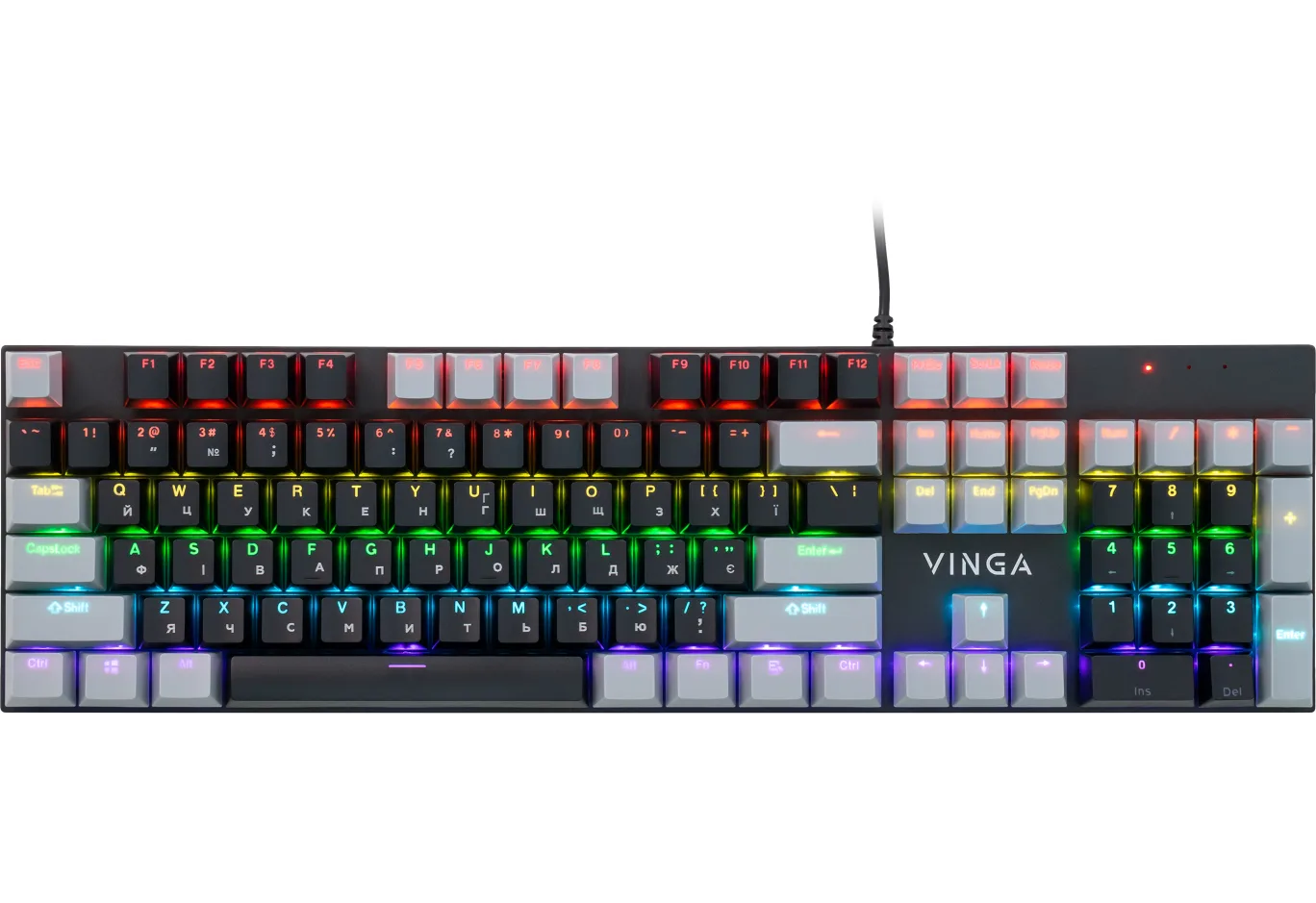 Keyboard Vinga KBGM-090 LED Red Switch USB Grey/Black (KBGM-090R Grey/Black)