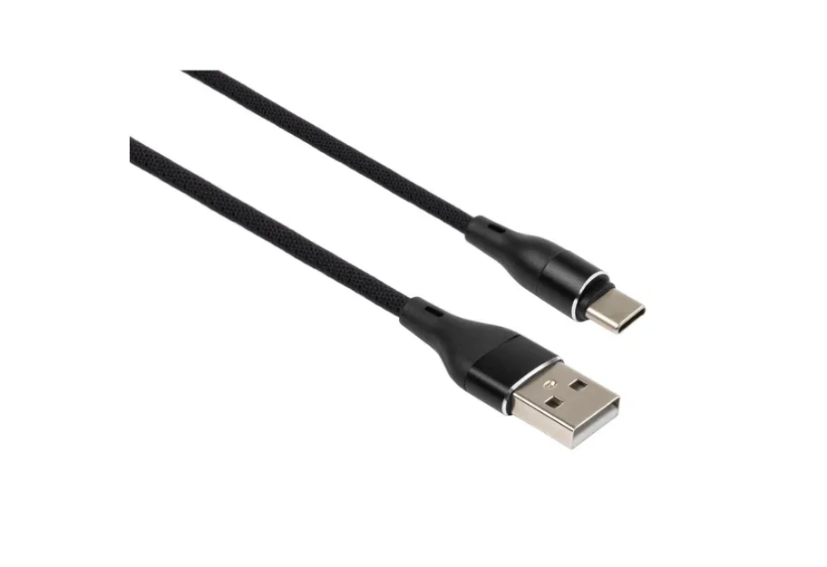 Дата кабель USB 2.0 AM to USB-C 0.3m cylindric nylon back Vinga (VCPDCTCCANB03BK)