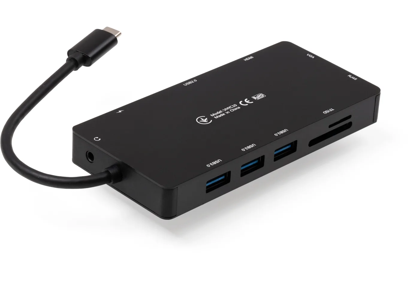 Hub Vinga USB-C 3.1 to VGA+HDMI+RJ45+3xUSB3.0+USB2.0+SD/TF+PD100W+Audio (VHYC10)