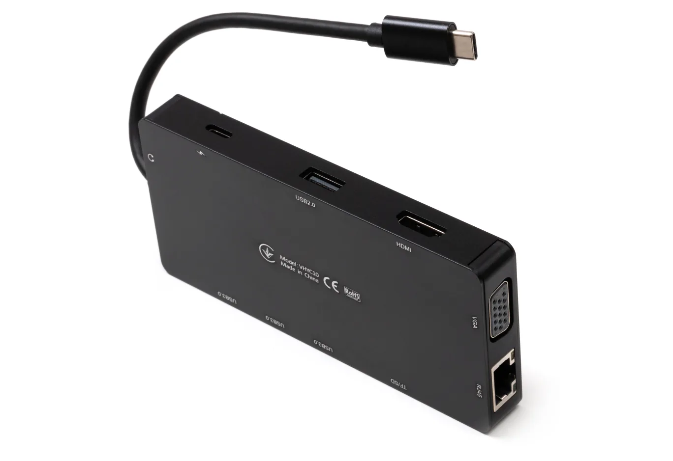 Hub Vinga USB-C 3.1 to VGA+HDMI+RJ45+3xUSB3.0+USB2.0+SD/TF+PD100W+Audio (VHYC10)