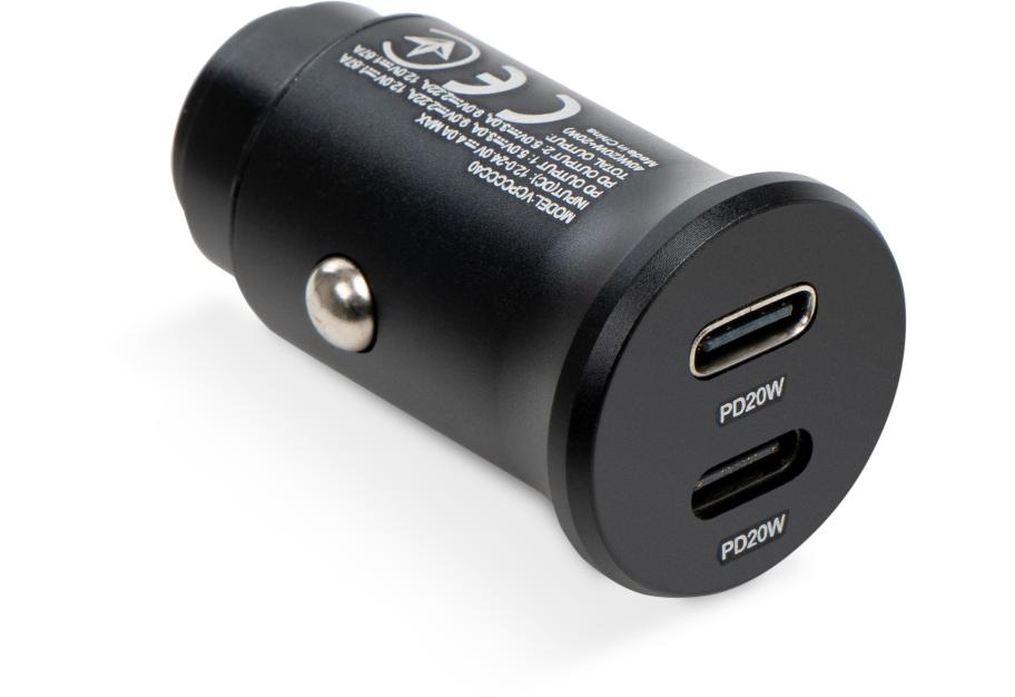 Charger Vinga 40W PD 2xUSB-C (20W+20W) Car Charger (VCPCCCC40)