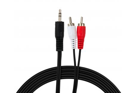 Кабель мультимедійний 3.5mm M to 2xRCA M 5.0m Vinga (VCPDCJ35MRCA25BK)