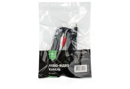 Кабель мультимедійний 3.5mm M to 2xRCA M 5.0m Vinga (VCPDCJ35MRCA25BK)