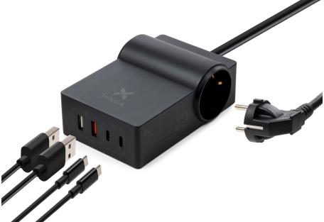 Зарядний пристрій Vinga 65W PD/QC 2xUSB-C+2xUSB-A+2xSchukoF 1.5m CEE7/7 (VCHG2OAC65)