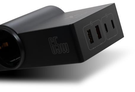 Зарядний пристрій Vinga 65W PD/QC 2xUSB-C+2xUSB-A+2xSchukoF 1.5m CEE7/7 (VCHG2OAC65)