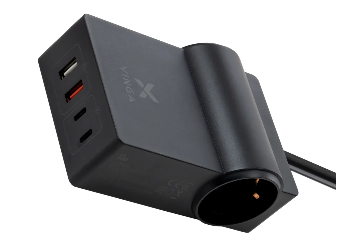 Charger Vinga 65W PD/QC 2xUSB-C+2xUSB-A+2xSchukoF 1.5m CEE7/7 (VCHG2OAC65)