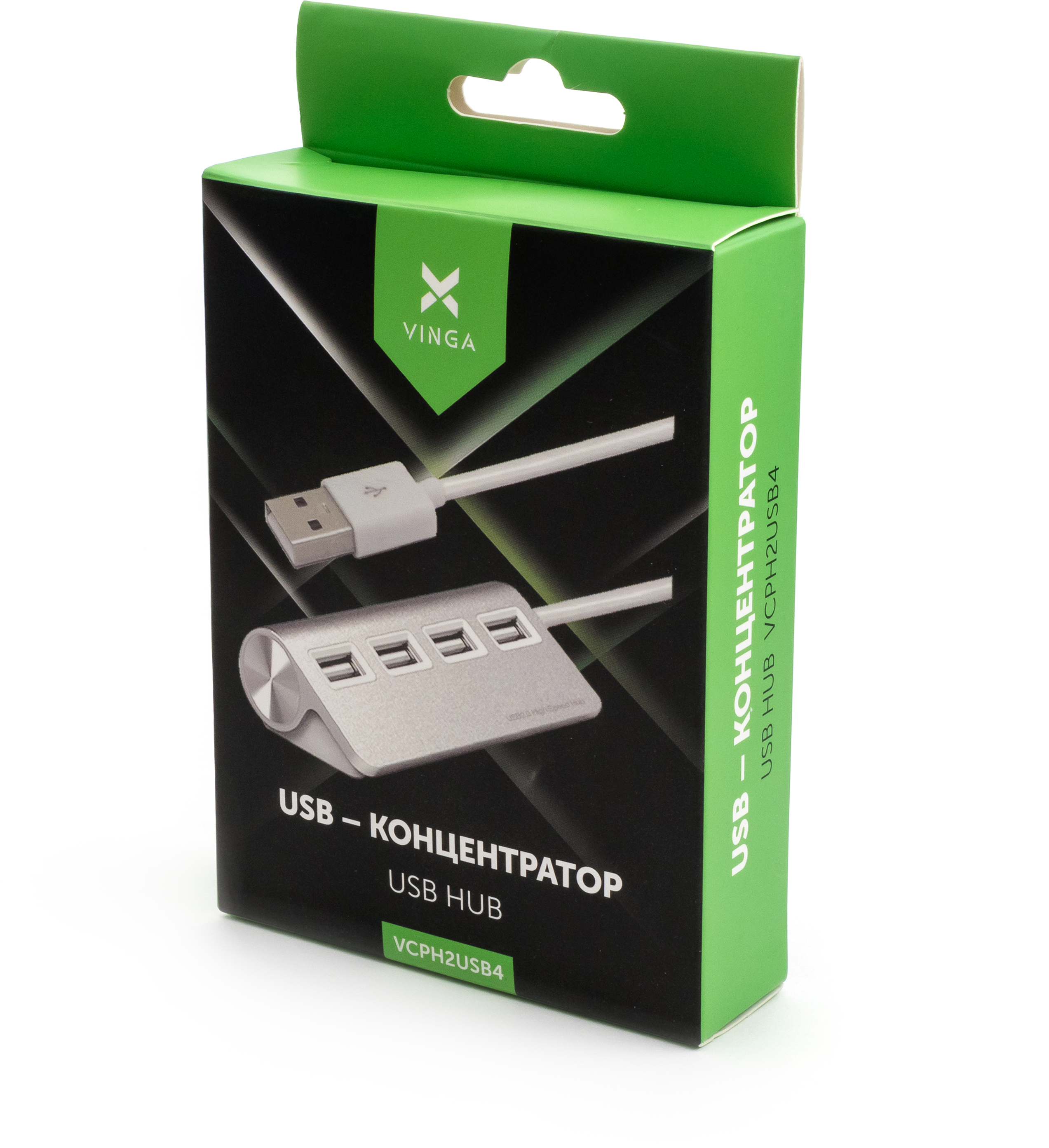 Hub Vinga USB 2.0 to 4*USB2.0 metal (VCPH2USB4)