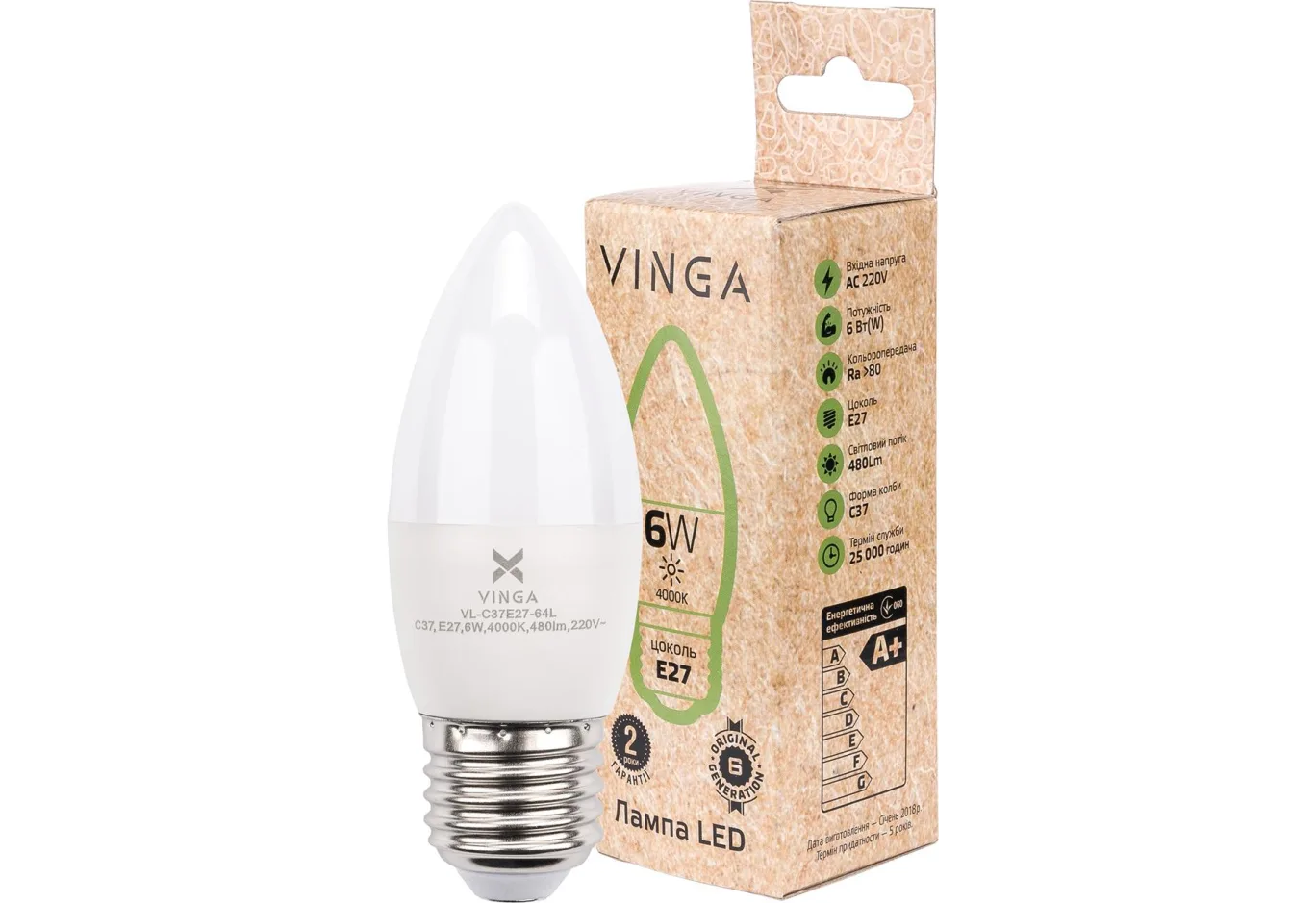 Light bulb Vinga VL-C37E27-64L