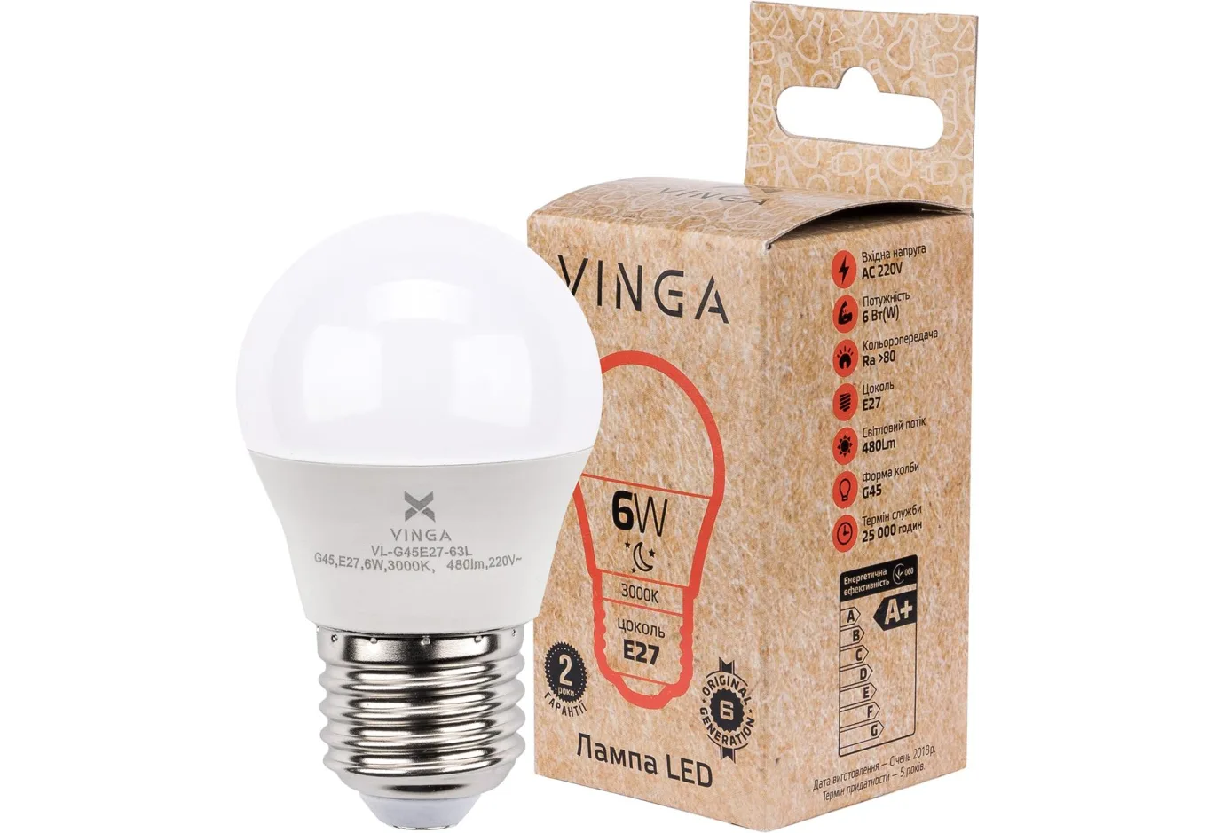 Light bulb Vinga VL-G45E27-63L