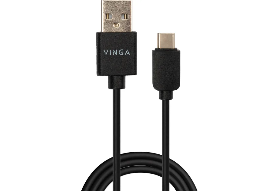 Data cable USB 2.0 AM to USB-C 1.0m 3A 18W PVC black Vinga (VCPUSBTC3ABK)