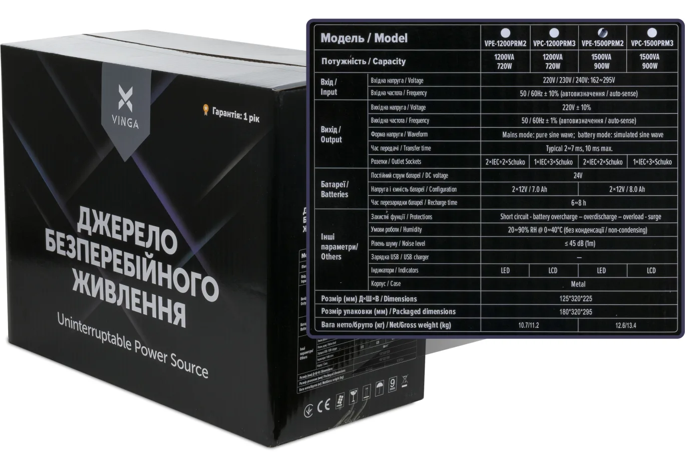 Uninterruptible Power Supply Vinga LED 1500VA ( VPE-1500PRM2 ) (VPE-1500PRM2)