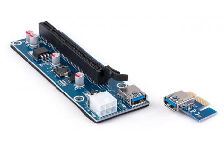 Райзер PCI-E x1 to 16x 60cm USB 3.0 Cable SATA to 6Pin Power v.006C Vinga (PCI-E)