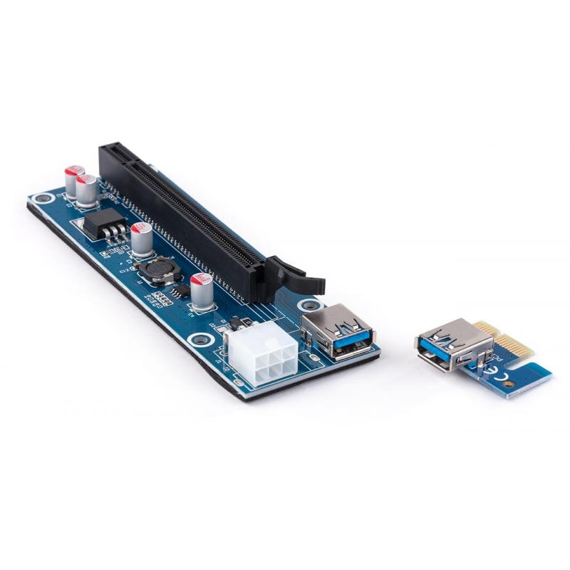 Райзер PCI-E x1 to 16x 60cm USB 3.0 Cable SATA to 6Pin Power v.006C Vinga (PCI-E)