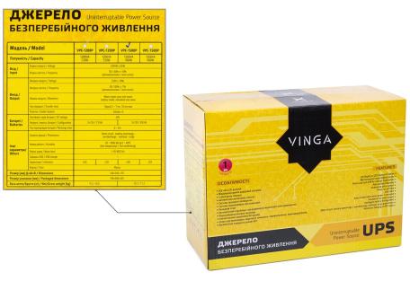 Пристрій безперебійного живлення Vinga LED 1500VA plastic case (VPE-1500P)
