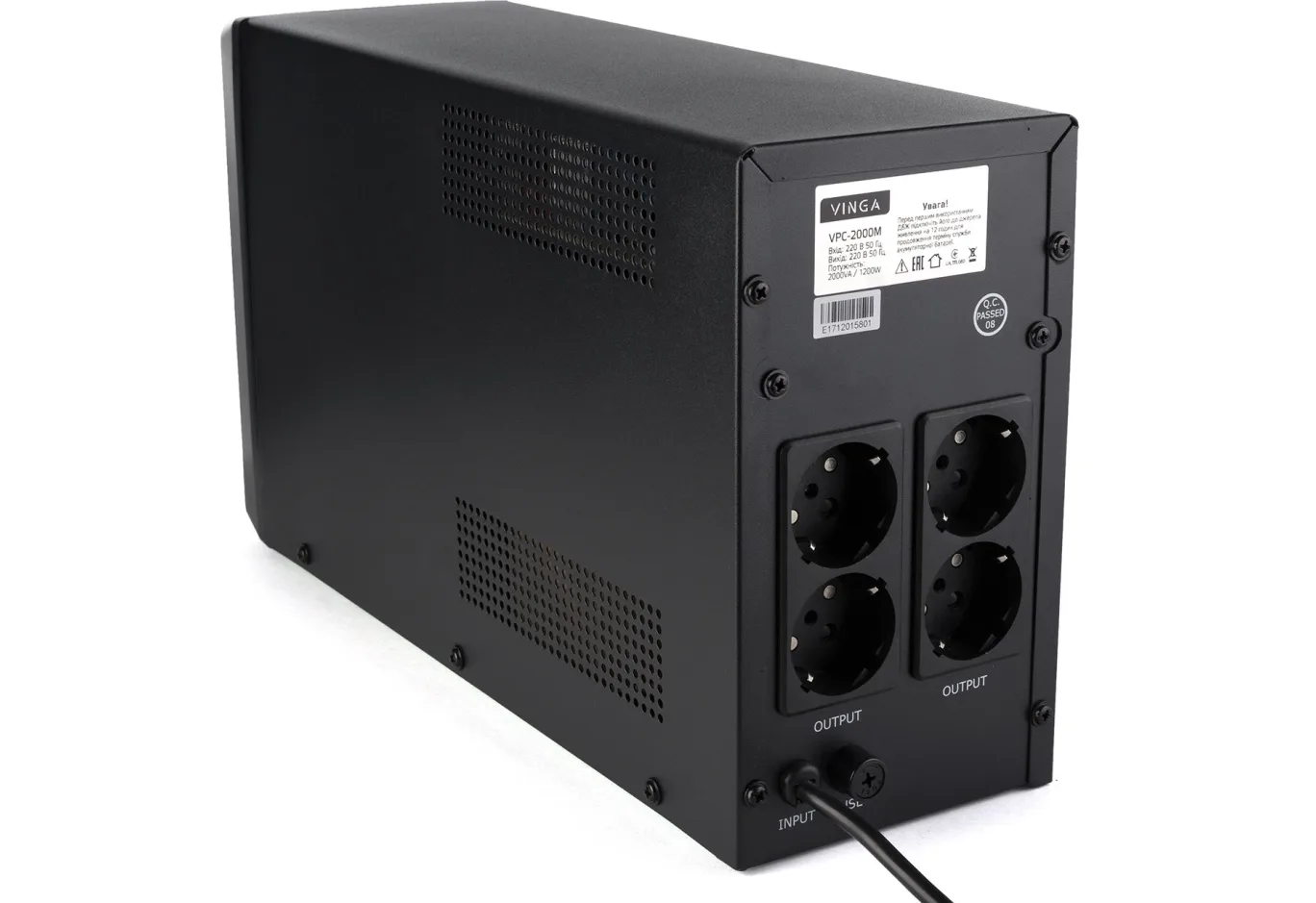 Uninterruptible Power Supply Vinga LCD 2000VA metall case (VPC-2000M)