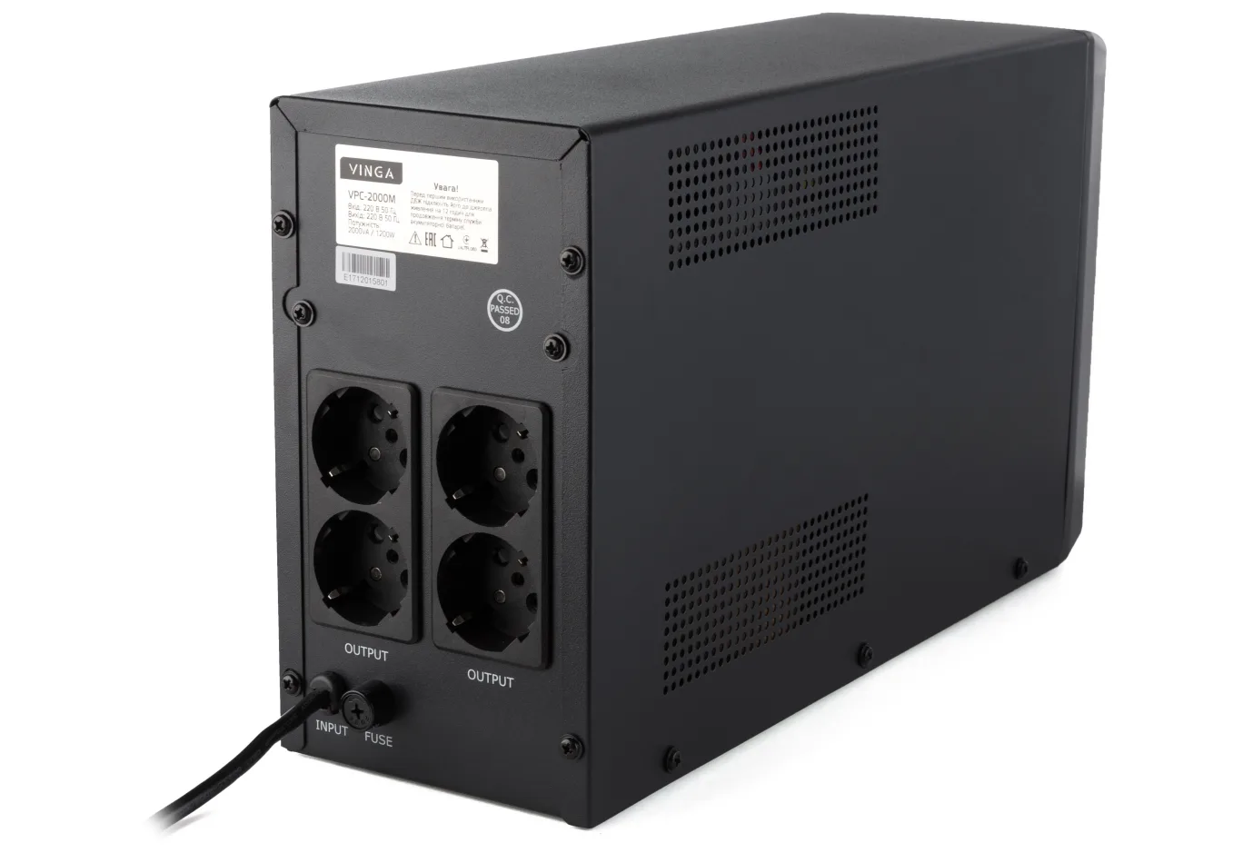 Uninterruptible Power Supply Vinga LCD 2000VA metall case (VPC-2000M)