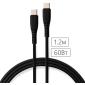 Дата кабель USB-C to USB-C 1.2m 60W Silicon Black Vinga (VCDCCC2612SB)