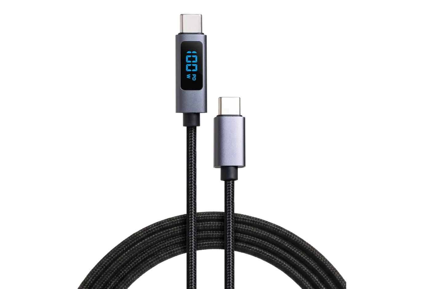 Дата кабель USB-C to USB-C 2.0m 100W LCD Display Nylon Black Vinga (VYDCCC22100D)