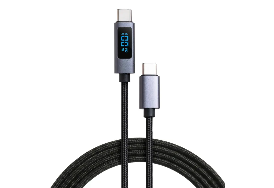 Дата кабель USB-C to USB-C 2.0m 100W LCD Display Nylon Black Vinga (VYDCCC22100D)
