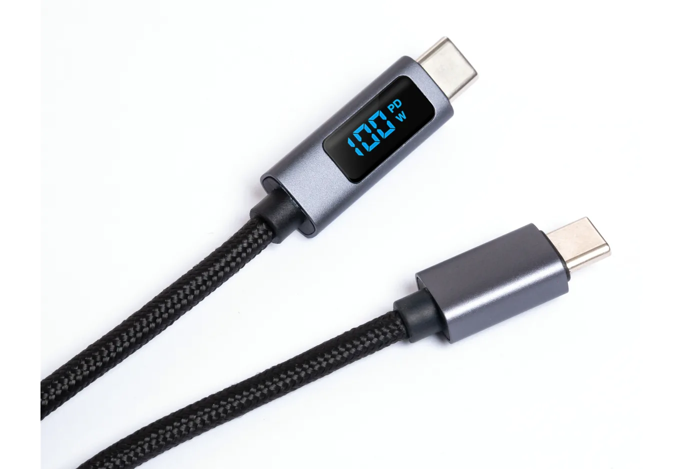 Дата кабель USB-C to USB-C 2.0m 100W LCD Display Nylon Black Vinga (VYDCCC22100D)