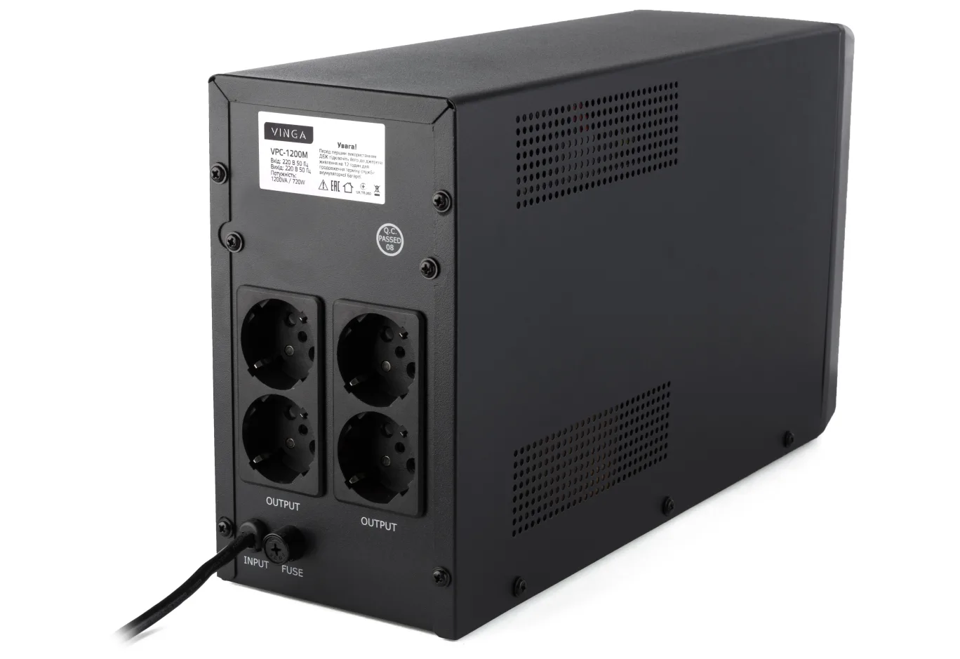 Uninterruptible Power Supply Vinga LCD 1200VA metal case (VPC-1200M)