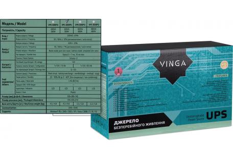 Пристрій безперебійного живлення Vinga LCD 600VA plastic case with USB (VPC-600PU)