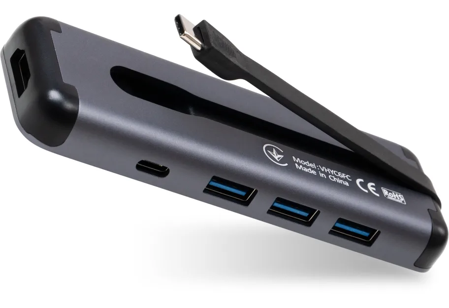 Hub Vinga USB-C 3.1 to HDMI+3xUSB3.0+PD100W+USB-C foldable cable (VHYC6FC)