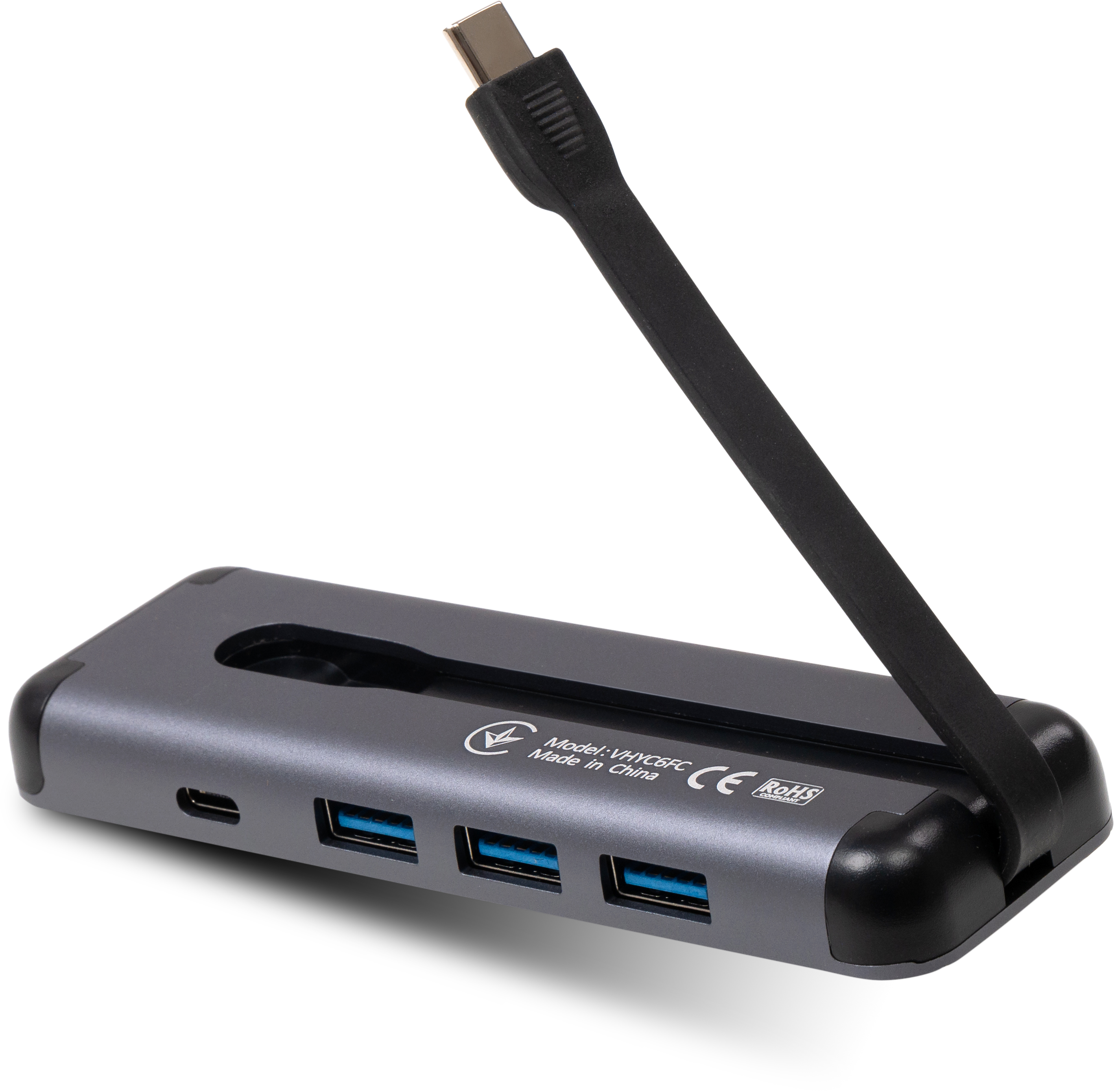Hub Vinga USB-C 3.1 to HDMI+3xUSB3.0+PD100W+USB-C foldable cable (VHYC6FC)