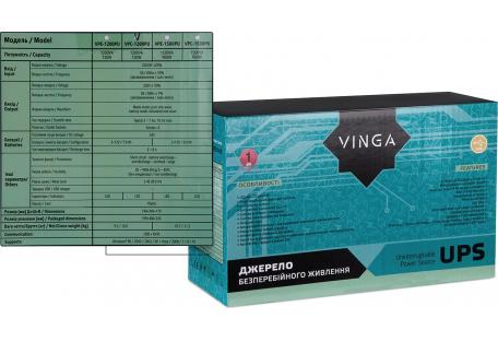 Пристрій безперебійного живлення Vinga LCD 1200VA plastic case with USB (VPC-1200PU)