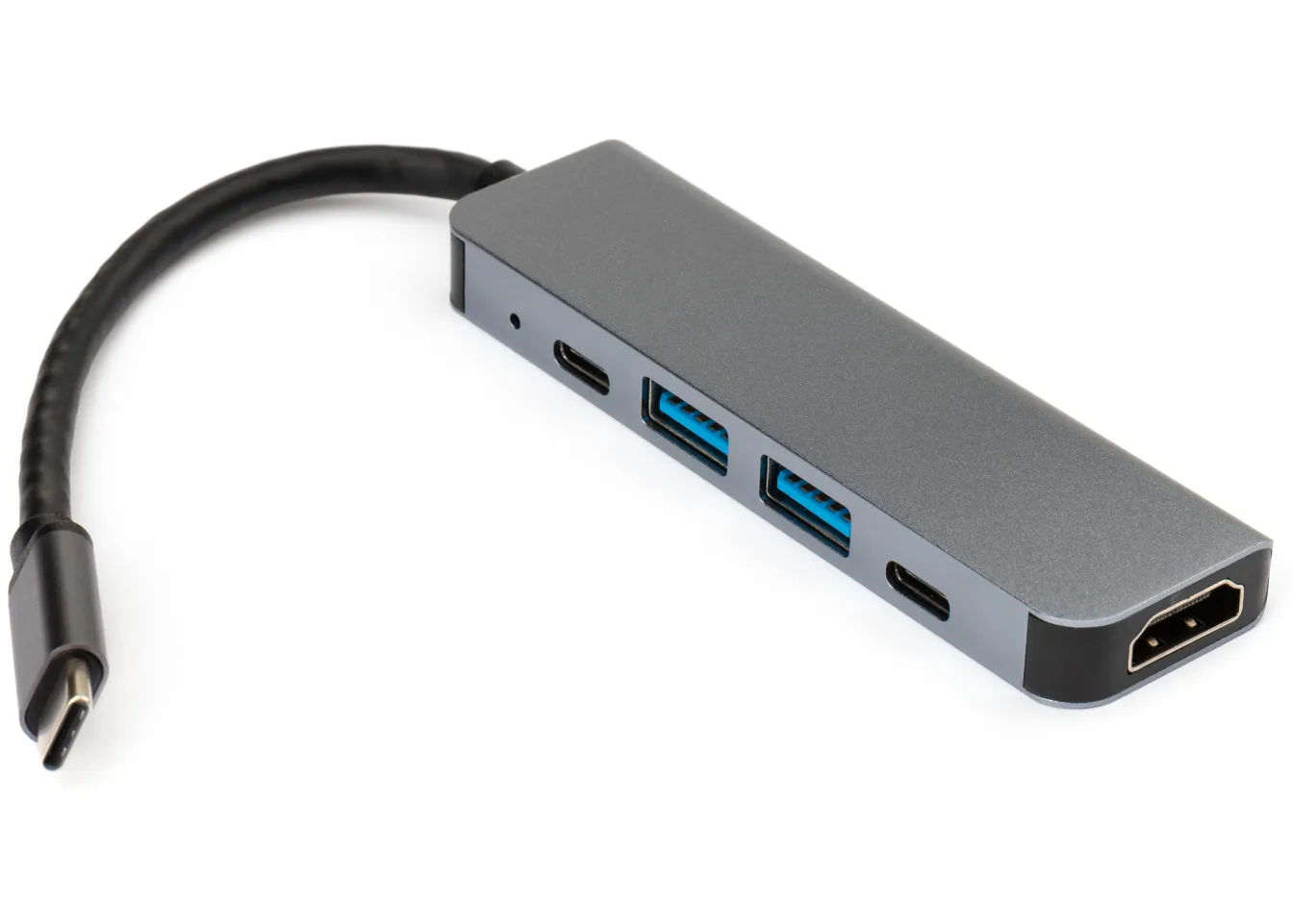 Концентратор Vinga Type-C to 4K HDMI+2*USB3.0+PD+USB-C 3.1 Gen1 aluminum (VCPHTC5AL)
