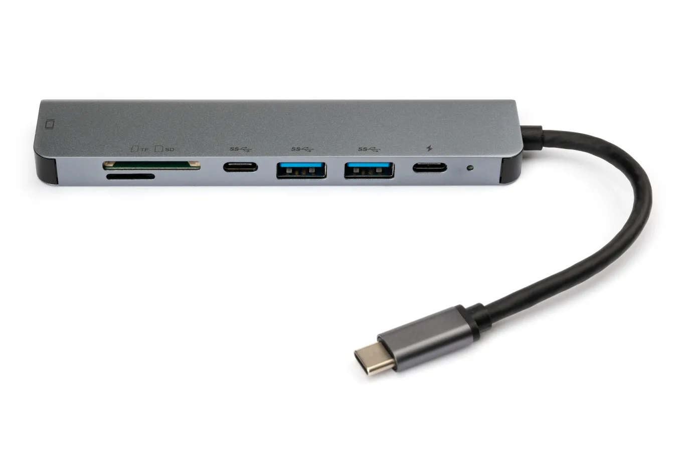 Hub Vinga Type-C to 4K HDMI+2*USB3.0+SD+TF+PD+USB-C 3.1 Gen1 aluminium (VCPHTC7AL)