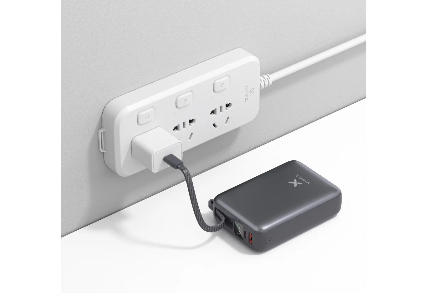 Батарея універсальна Vinga 20000 mAh 45W Display Cable (VPBB2045C)