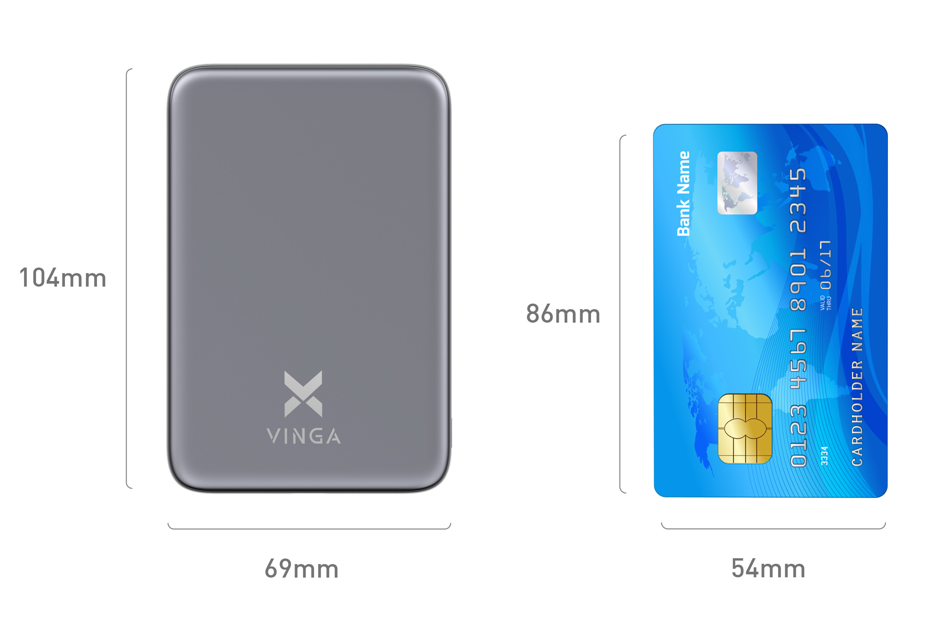Батарея універсальна Vinga 5000 mAh 20W/15W Wireless (VPBB520WL)
