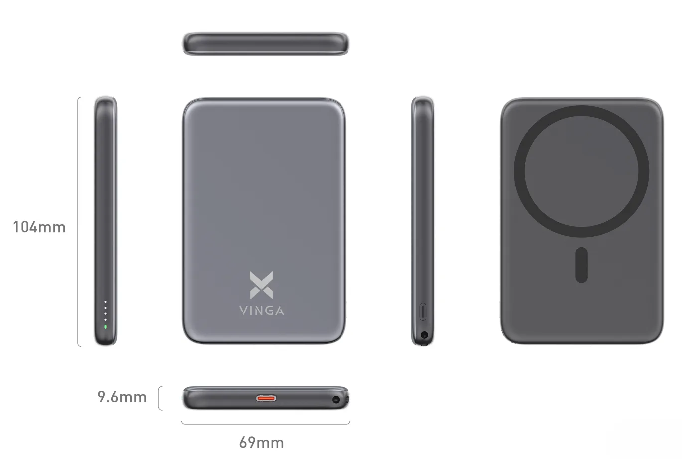 Батарея універсальна Vinga 5000 mAh 20W/15W Wireless (VPBB520WL)